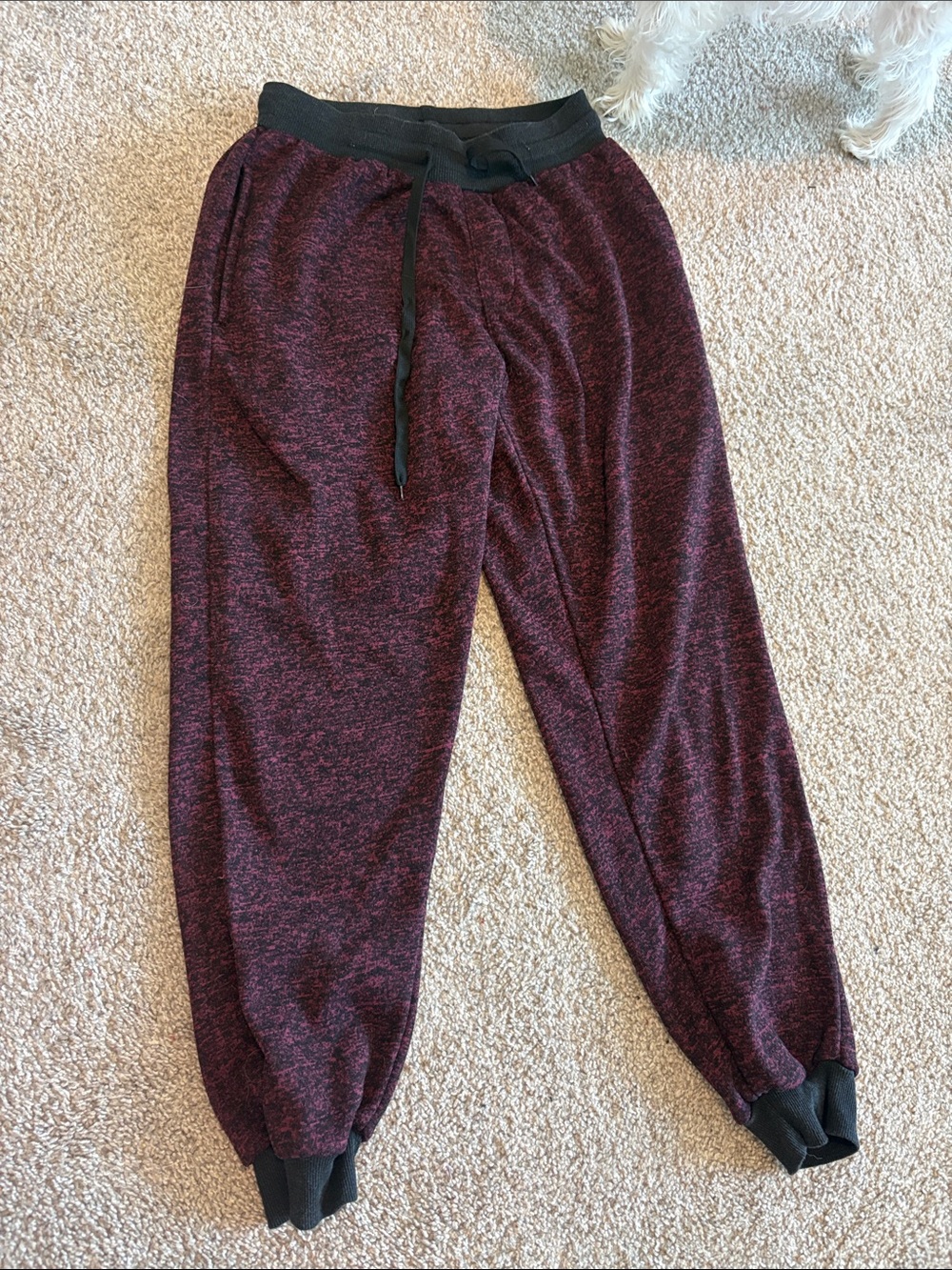 Men's Marled Burgundy Jogger Sweatpants with Drawstring Waist